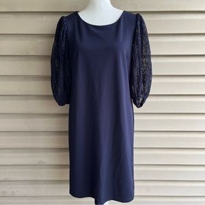 •Sandra Darren• Navy Blue Lace Sleeve Dress - Size 6
